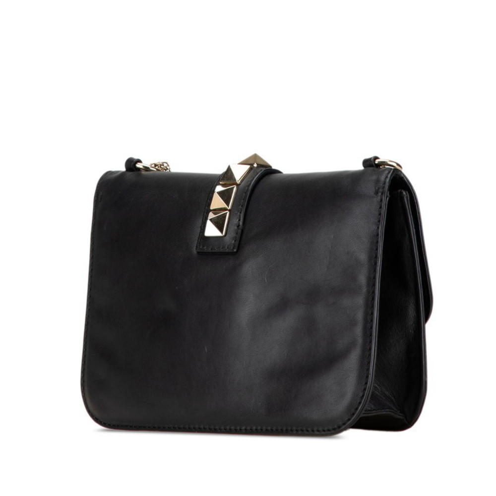 Valentino Rockstud Chain Shoulder Bag Black Leather Women's - Picture 2 of 8